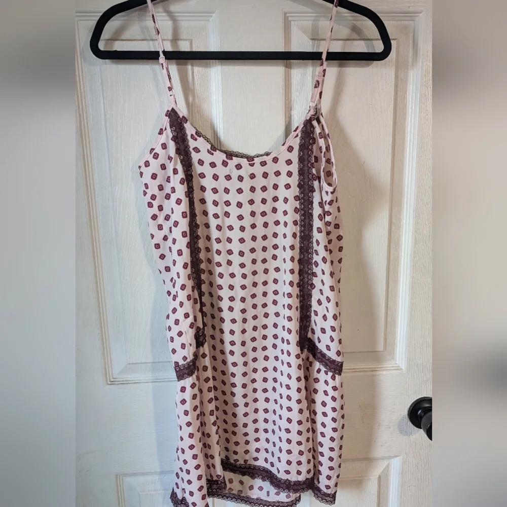 Aerie Pink and Brown‎ Polka Dot Slip Dress 0105